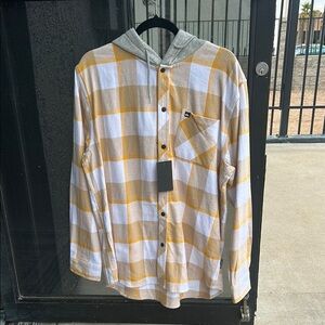 Men's Yellow and White Plaid Shirt